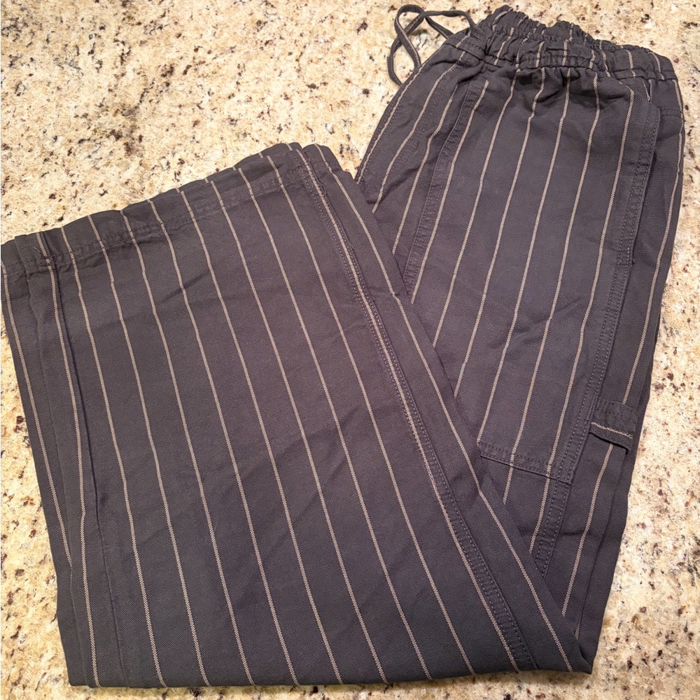Aerie Charcoal Striped Wide Leg Pant - Picture 2 of 4